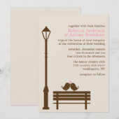 Liebesvögel auf der Hochzeit der Park Bench Einladung (Vorne/Hinten)