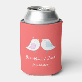 Liebesvögel auf Rosa, Hochzeit Dosenkühler