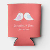 Liebesvögel auf Rosa, Hochzeit Dosenkühler (Vorderseite)