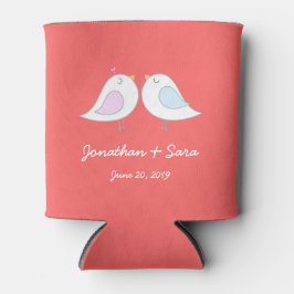 Liebesvögel auf Rosa, Hochzeit Dosenkühler