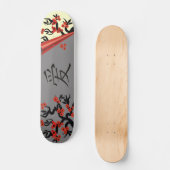Liebesvögel auf Sakura-Baum und das Symbol der chi Skateboard (Vorderseite)