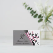 Liebesvögel auf Sakura-Baum und das Symbol der chi Visitenkarte (Stehend Vorderseite)