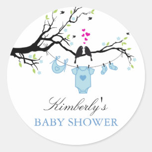 Liebesvögel   Babyduschenaufkleber Runder Aufkleber