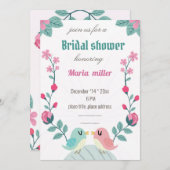 Liebesvögel Blume Brautdusche Einladungskarte (Vorne/Hinten)