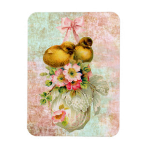 Liebesvögel Blume Vintag Ostern Karte Kunst Magnet