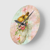 Liebesvögel Blume Vintag Ostern Karte Kunst Runde Wanduhr (Winkel)