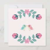 Liebesvögel Blumendusche Einladungskarte (Rückseite)