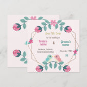 Liebesvögel Blumenkarte Save the Date (Vorne/Hinten)