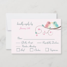 Liebesvögel Blütenrosa Antwortkarte UAWG RSVP Karte