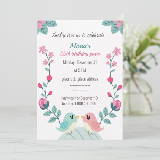 Liebesvögel botanischer Geburtstag (Stehend Vorderseite)