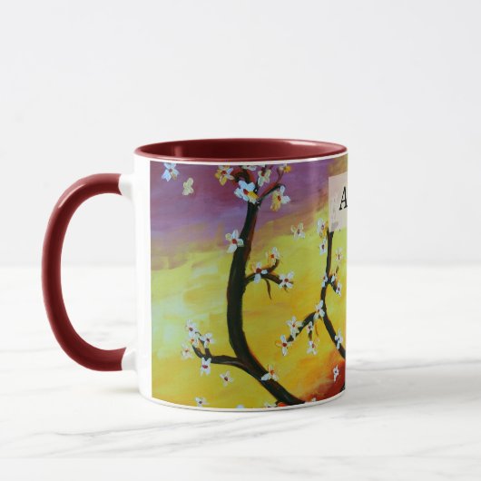 Liebesvögel Custom Couple Names Tasse (Links)