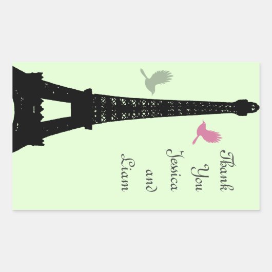 Liebesvögel Dankeschön Sticker (grün) (Vorderseite)