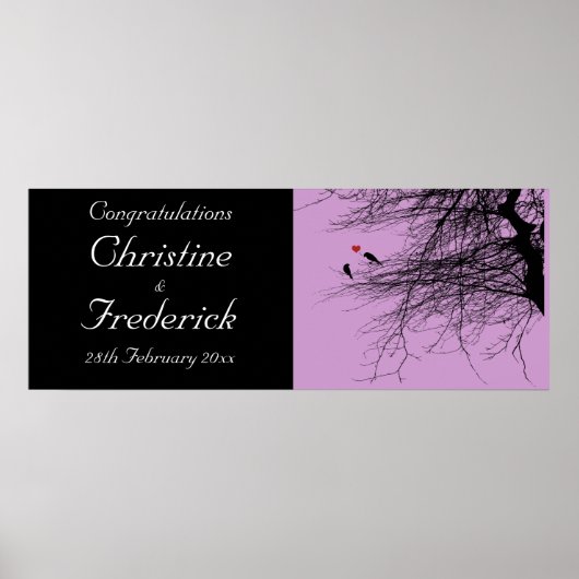 Liebesvögel, dekoratives Hochzeitsbanner Poster (Vorne)