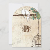 Liebesvögel, die auf einer Baumhochzeit sitzen Einladung (Rückseite)