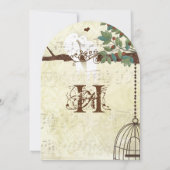 Liebesvögel, die auf einer Baumhochzeit sitzen Einladung (Rückseite)