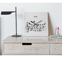 Liebesvögel, die eine Erweiterung der Familie erwa Quadratische Wanduhr