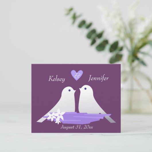 Liebesvögel Einladung (Stehend Vorderseite)