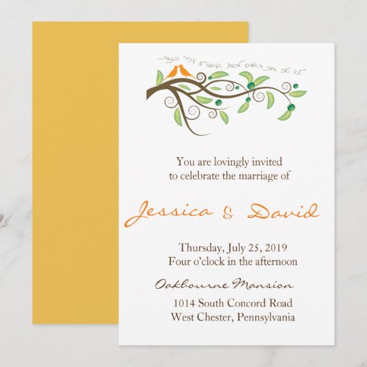 Liebesvögel Einladung (Vorne/Hinten)