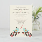 Liebesvögel Einladung zur Hochzeit (Stehend Vorderseite)