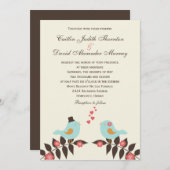 Liebesvögel Einladung zur Hochzeit (Vorne/Hinten)