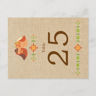 Liebesvogel-Eulen auf Jute-Hochzeitstisch-Nummer Postkarte