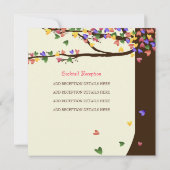 Liebesvögel Fallende farbige Herzklopfen Eichenbau Einladung (Rückseite)