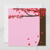 Liebesvögel Fallende Herzen Eichenbaum Hochzeitsem Einladung (Rückseite)