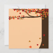 Liebesvögel Fallende Herzen Eichenbaum Hochzeitsem Einladung (Rückseite)