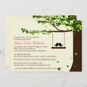 Liebesvögel Falling Heart Eak Tree Brautparty Einladung (Vorne/Hinten)