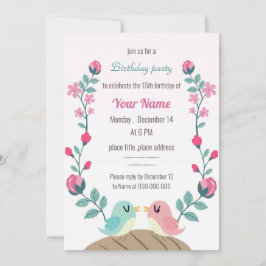 Liebesvögel Frühlingsblumen Geburtstagsparty