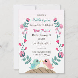 Liebesvögel Frühlingsblumen Geburtstagsparty