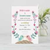 Liebesvögel Frühlingsblumen Hochzeitskarte (Stehend Vorderseite)