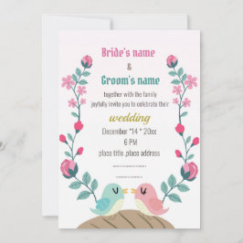 Liebesvögel Frühlingsblumen Hochzeitskarte