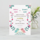 Liebesvögel Frühlingsblumen Hochzeitskarte (Stehend Vorderseite)
