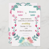 Liebesvögel Frühlingsblumen Hochzeitskarte (Vorne/Hinten)