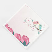 Liebesvögel Frühlingsblumen Papier-Desserts Servie Serviette (Ecke)