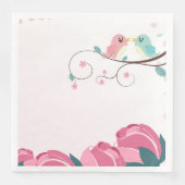 Liebesvögel Frühlingsblumen Papier-Desserts Servie Serviette (Vorderseite)