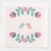 Liebesvögel Frühlingsblumen Papier-Desserts Servie Serviette (Vorderseite)