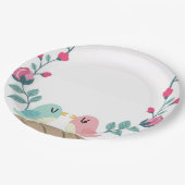 Liebesvögel Frühlingsblumen Pappteller (Schrägansicht)