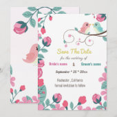 Liebesvögel Frühlingsblumen Save the Date (Vorne/Hinten)