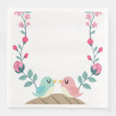 Liebesvögel Frühlingsblumen Serviette (Vorderseite)