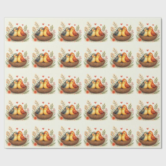 Liebesvögel Geschenkpapier (Flach)