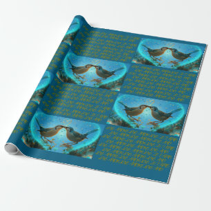 LIEBESVÖGEL - GESCHENKPAPIER BLAU