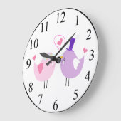 Liebesvögel Große Wanduhr (Winkel)