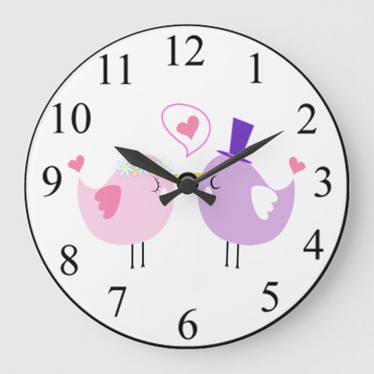 Liebesvögel Große Wanduhr (Vorderseite)