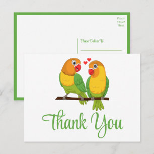 Liebesvögel Grün Gelbe Liebesvögel Hochzeit Dankes Postkarte