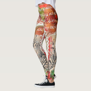 Liebesvögel Herz Rot Art Collage Leggings
