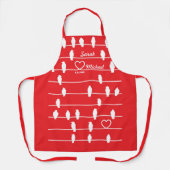 Liebesvögel Herz Rote und Weiße Schürze (Vorderseite)