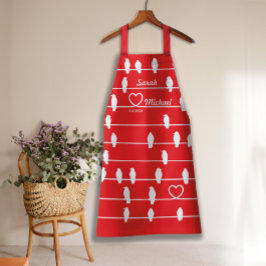 Liebesvögel Herz Rote und Weiße Schürze