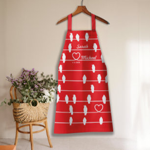 Liebesvögel Herz Rote und Weiße Schürze